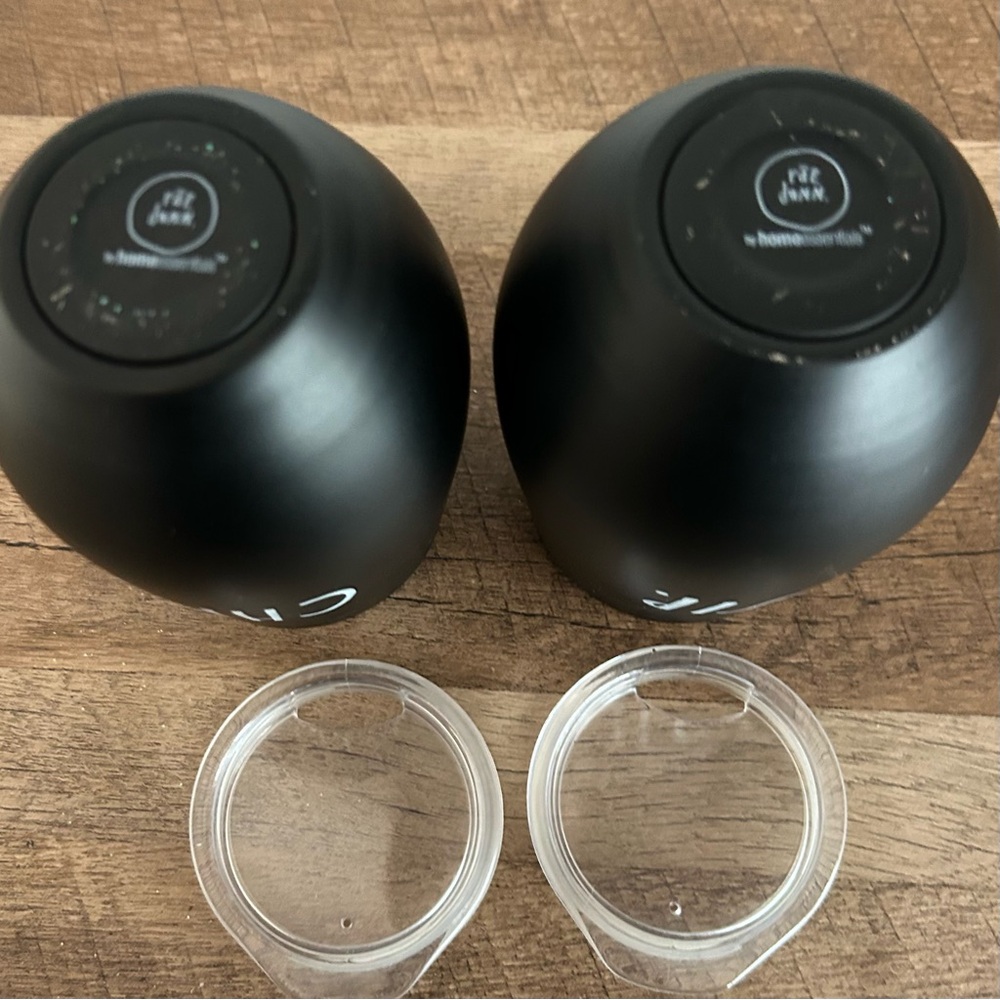 Rae Dunn Sip and Chill Black Insulated Stemless Wine Tumblers Cups Set of 2 - Picture 4 of 6